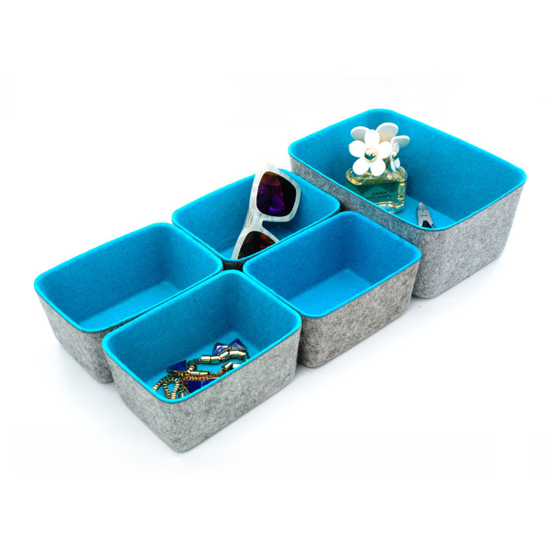 Fabric Desk Organizer Set, Turquoise