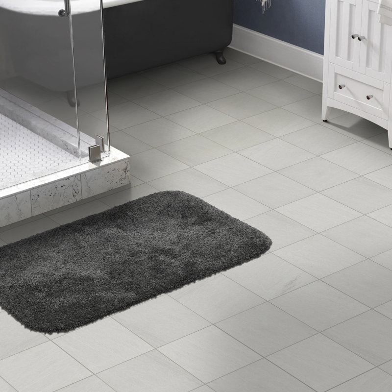 Treye Nylon Bath Rug with Non-Slip Backing, Dark Gray, Rectangle 30" x 50"