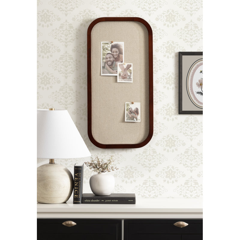 Rounded Rectangle Wood Pinboard, Dark Brown Wood