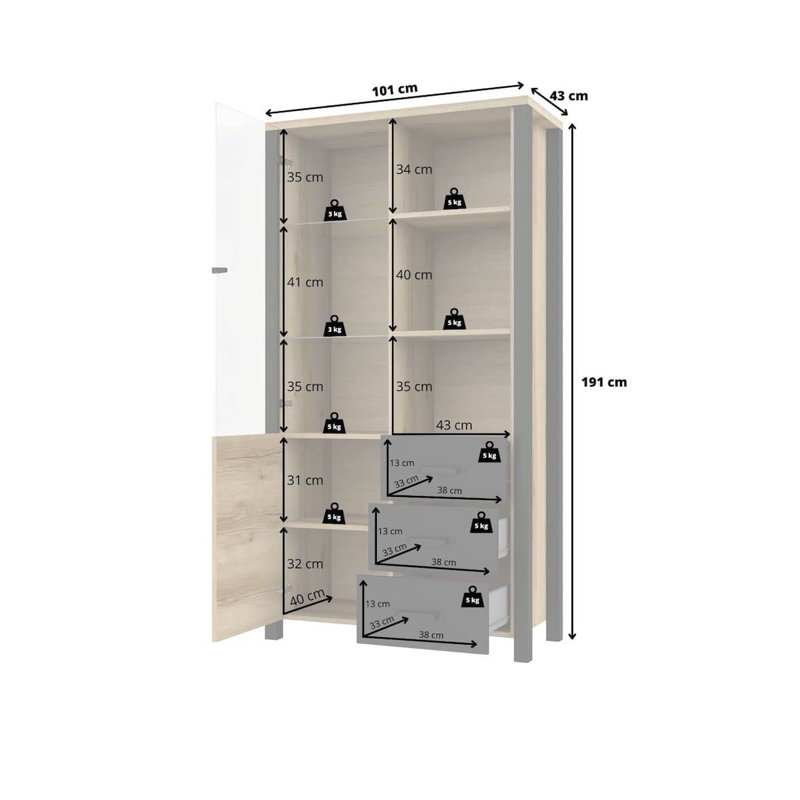 Altti Display Cabinet, Oak Grandson