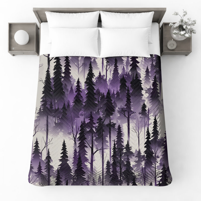Couvre-lit matelassé mauve Forest Silhouette, Double