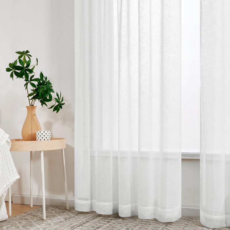 Twist Tab Top Chic Semi Sheer Curtain Drapes(Set of 2), 52" W x 84" L, White