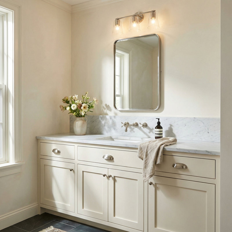 3 - Light Dimmable Vanity Light, Brushed Nickel