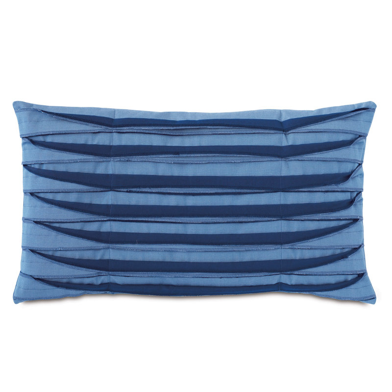 Plisse Lumbar Indoor/Outdoor Pillow Cover & Insert, Tarheel Blue/Spring Indigo