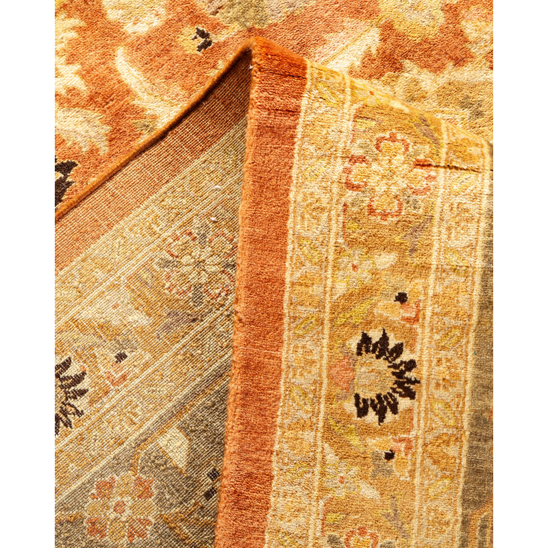 Tapis brun noué à la main de conception unique et unique 8 pi 3 po x 10 pi 5 po Oakhur
