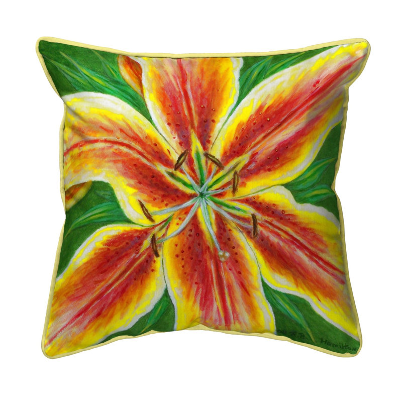 Lily Outdoor Reversible Throw Pillow, Small, Yellow