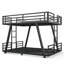 Lit superposé double au-dessus de double avec 2 échelles latérales, lit superposé en métal avec pieds de support spéciaux, lit superposé à profil bas-133037911
