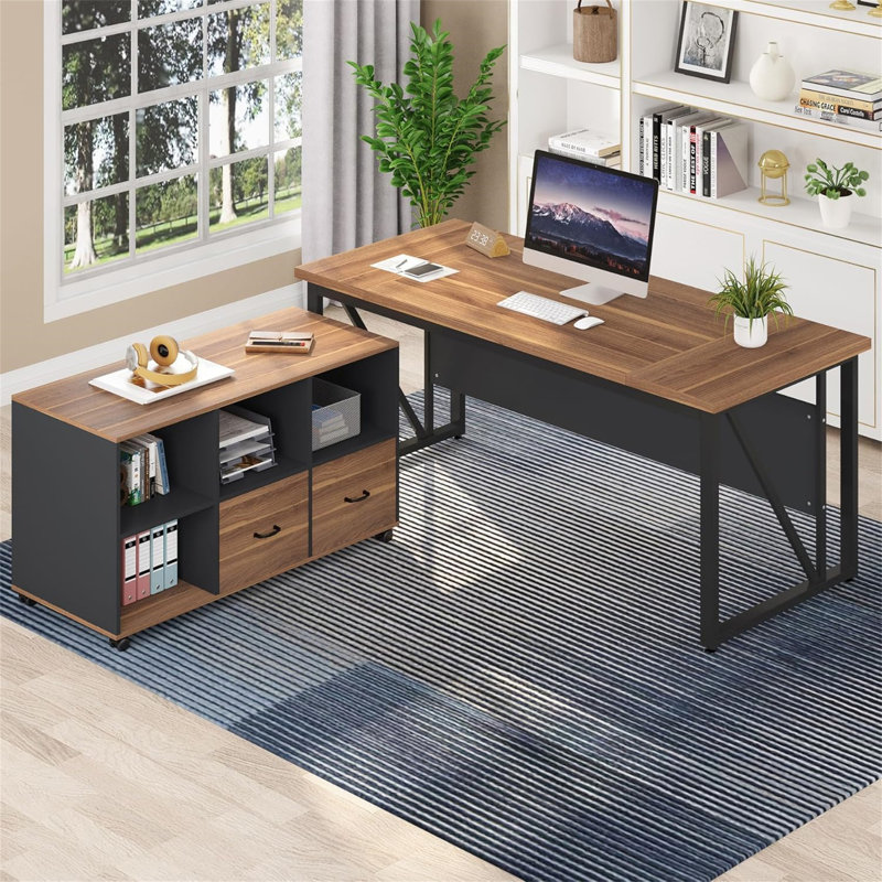 Bureau de direction de 63 pouces avec classeur mobile de 47 pouces (sans la chaise)