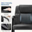 Ensemble de bureau noir à 2 tiroirs: bureau mobile à 5 tiroirs et fauteuil rembourré en cuir