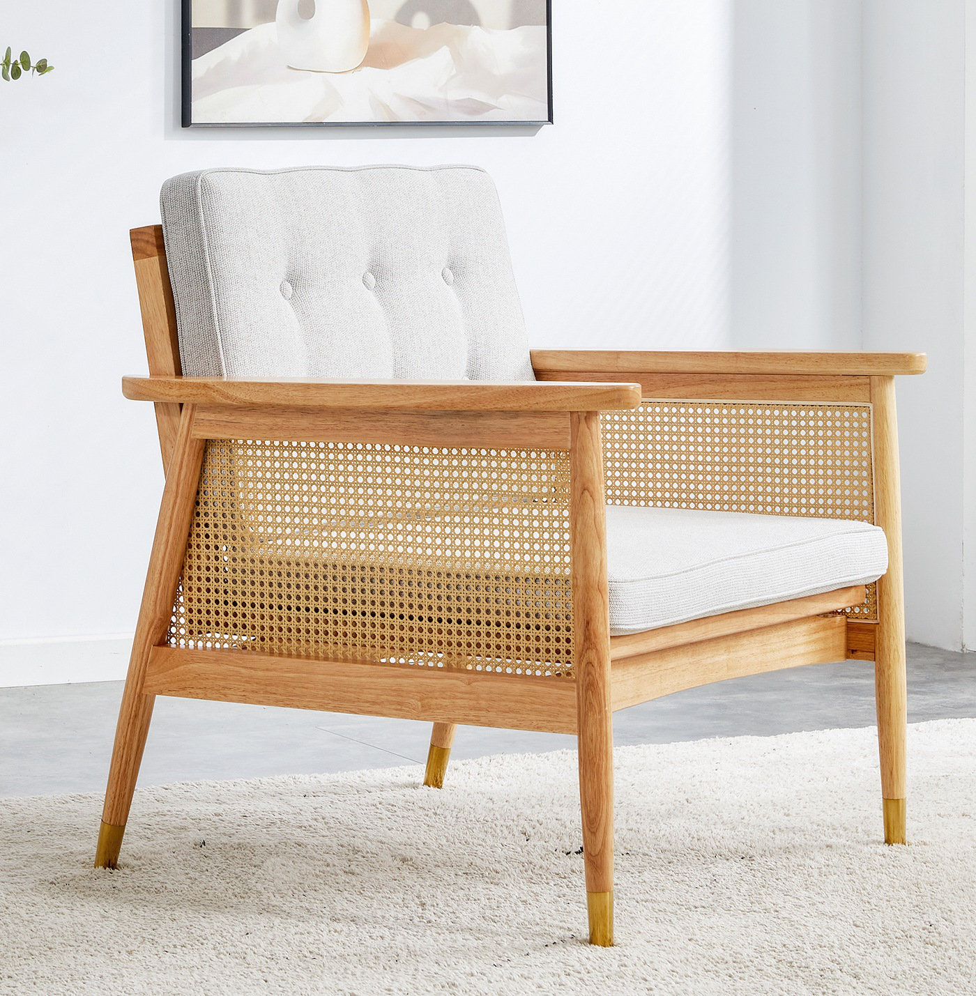 GZMWON A modern imitation rattan sofa equipped with a minimalist and ...