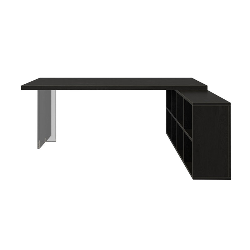 Noir + bureau rectangulaire en bois massif transparent + acrylique, H 29,53 po x l 62,99 po x P 23,62 po