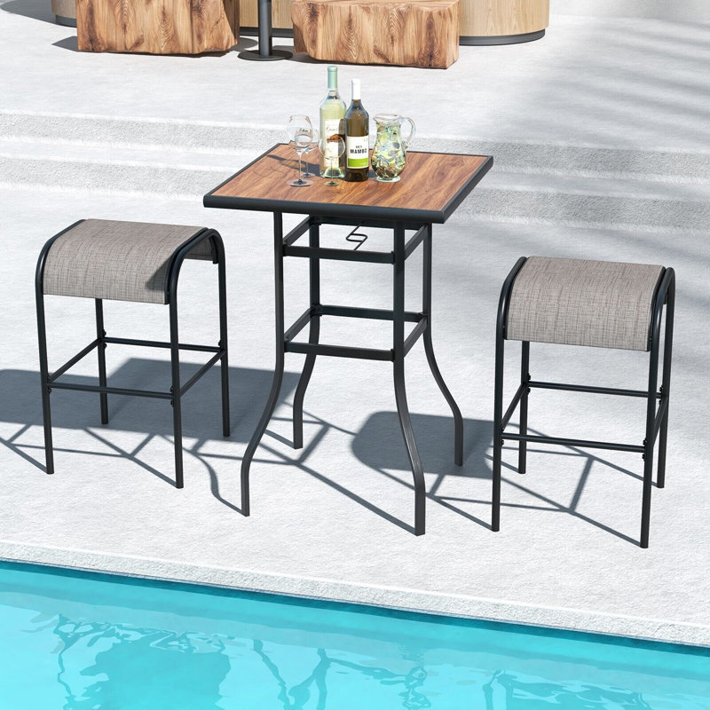 Patio Bar Table 70Cm Garden Outdoor Square Tabletop Bar Height Table