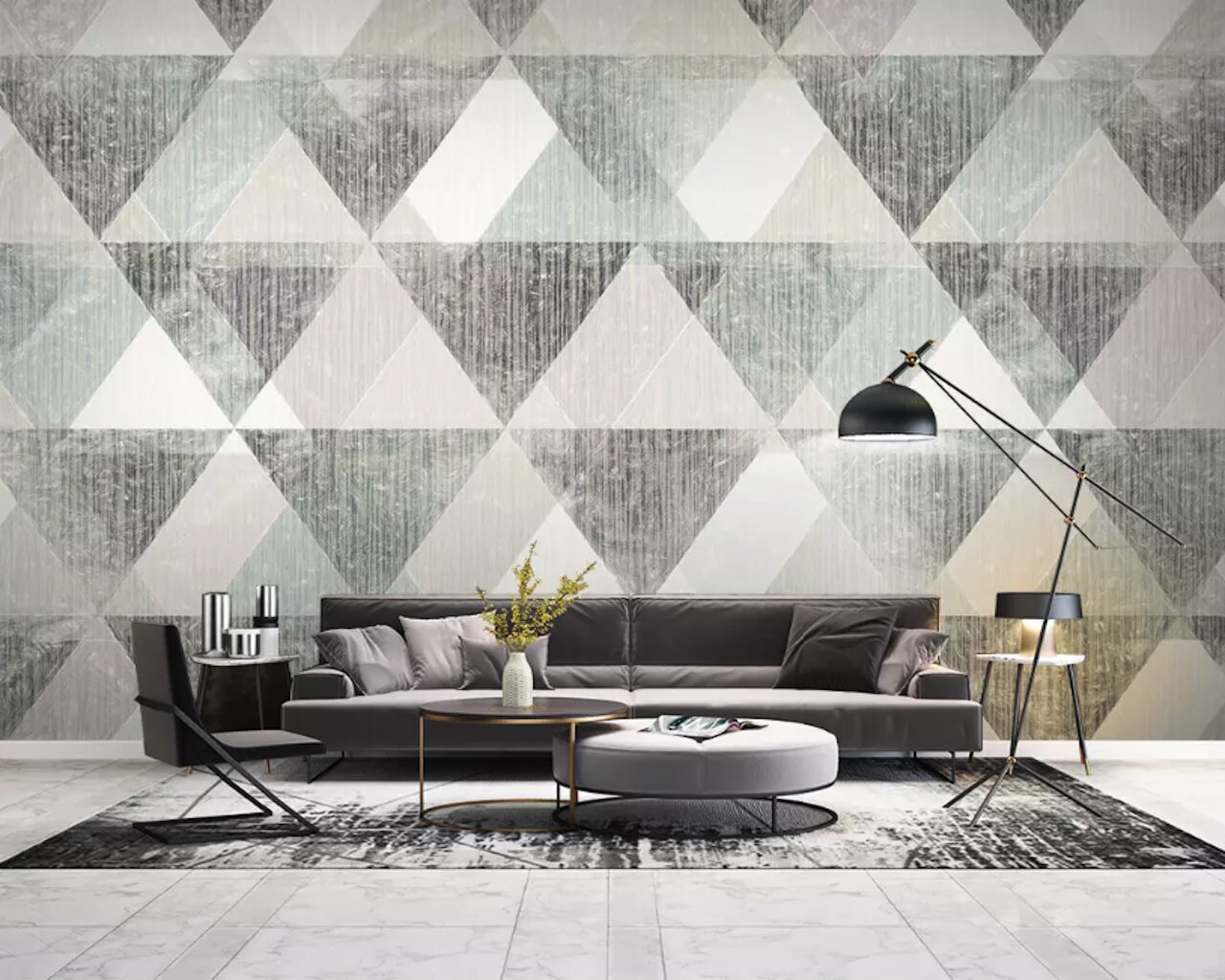 Corrigan Studio® Maripier Peel And Stick Geometric Trigon Pattern ...