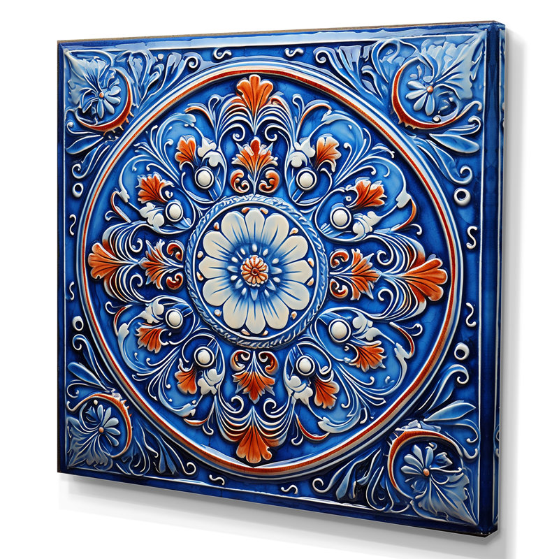 Boho Turkish Blue Tiles 2 - Boho Tiles, art mural, H 36 po x l 36 po x P 1,5 po