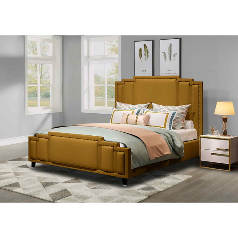 Upholstered Bed, Single (3'), Mustard