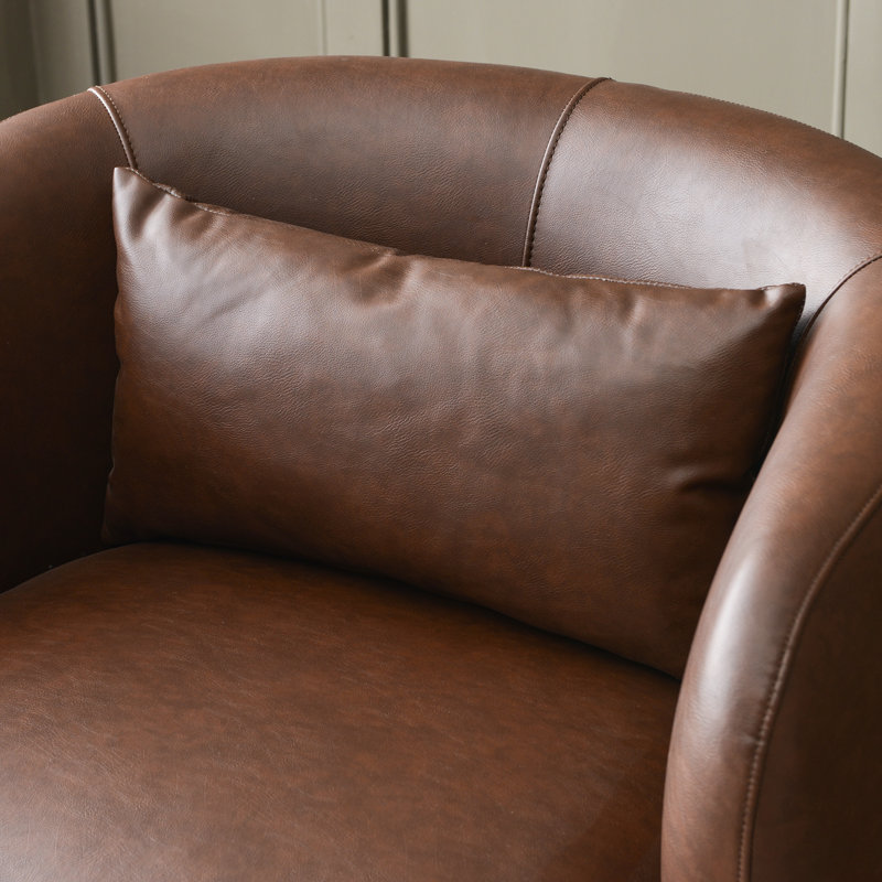 Bruschi 34" Wide Modern Faux Leather Upholstered Swivel Armchair (Set Of 2), Brown