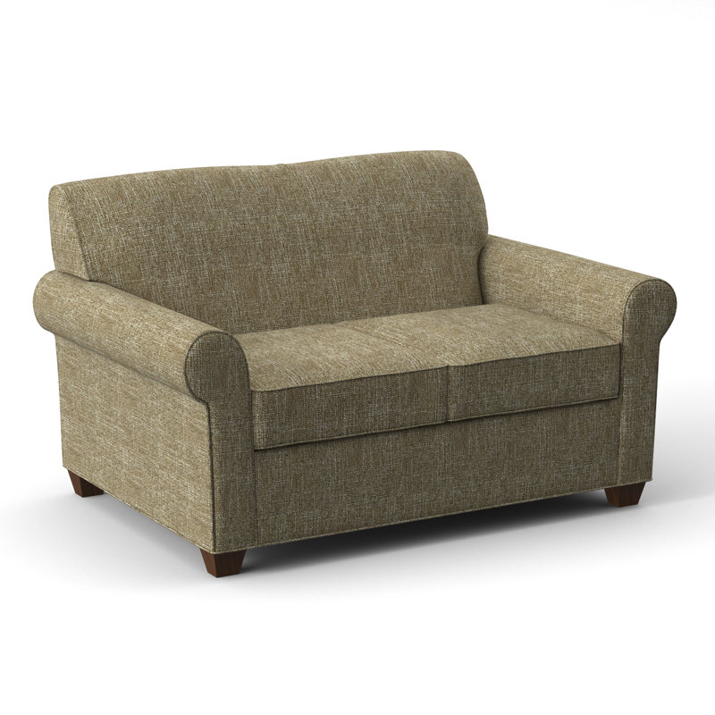 Finn 59" Rolled Arm Loveseat, Connelly Wren, Montana Walnut