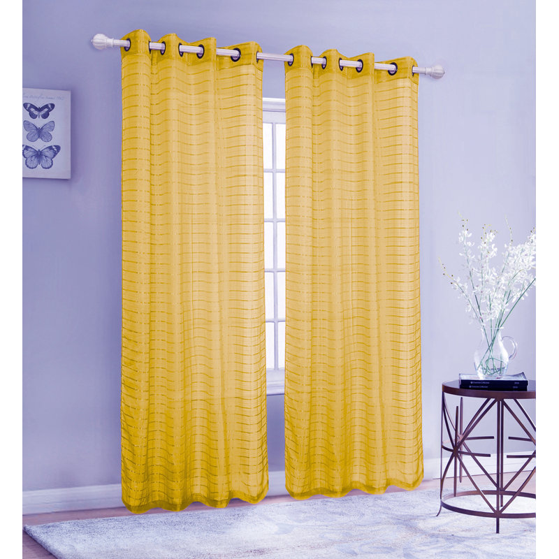 Sheer Curtain Pair, Gold