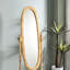 Miroir sur pied 57,57 "en bois avec finition naturelle, ovale. Miroir réglable. S'incline facilement à n'importe quel angle. Miroir de guide d'assemblage simple, complet. Installation facile