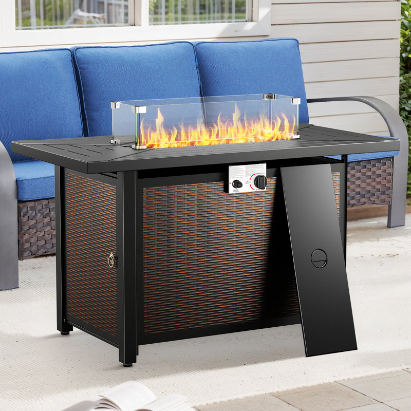 Table de foyer d'extérieur au propane en fer H 26 po x l 43 po