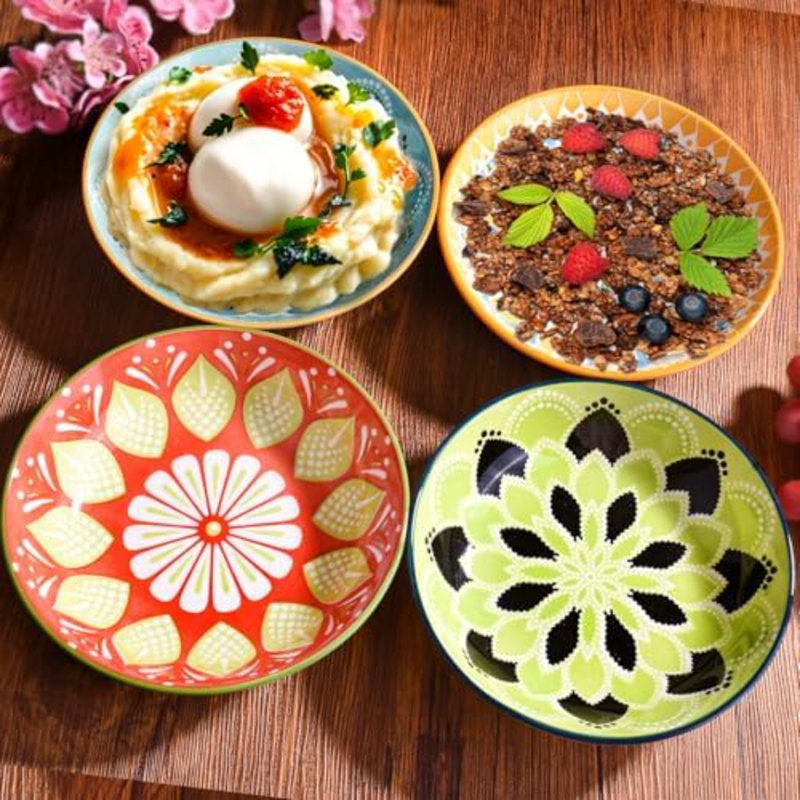 Ensemble de 4 assiettes à dessert en céramique, petites assiettes à salade de 14,2 cm (5,6 po)