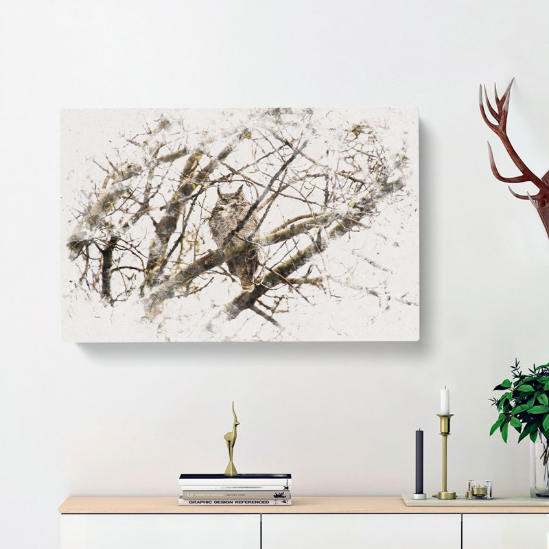 Great Horned Owl Resting - Wrapped Canvas, 50cm H x 76cm W x 3cm D