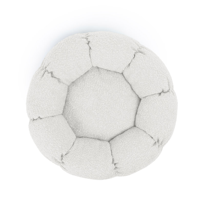 Lit rond avec coussin de siège amovible, Ivoire ivoire, H 3 po x l 21 po x P 21 po