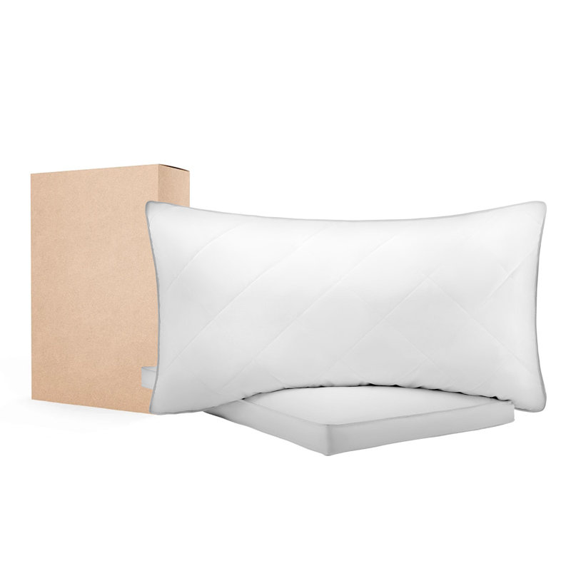 Ensemble de 2 oreillers de lit pour dormir, grand, avec coussins pour lit de qualité supérieure avec rembourrage original en duvet synthétique, soutien et moelleux, literie pour le dos, le ventre et les côtés, blanc