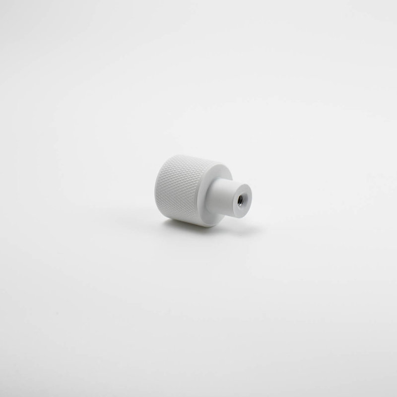 ROUS Hardware Mid Century Modern Knurled Knob, Snow (White)