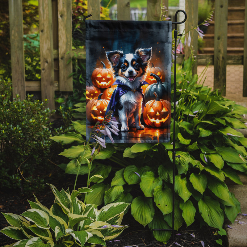 Drapeau de jardin chiot Halloween, Papillon tricolore