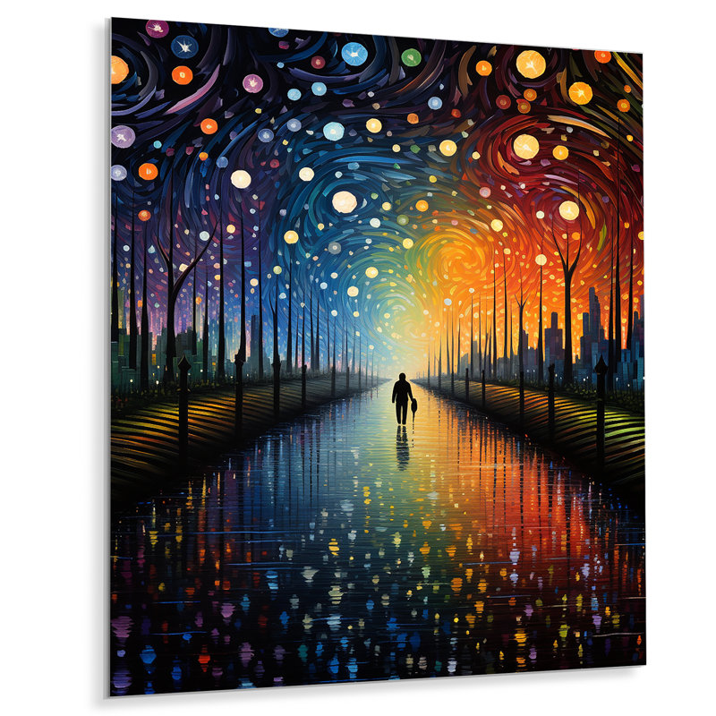 «Walking In Starry Night Over Forest - Vangogh», art mural en métal, H 20 po x l 12 po x P 1 po
