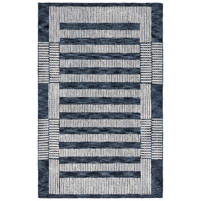 Tapis rayé en laine touffeté à la main