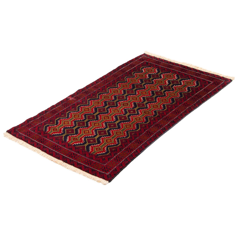 Tapis bleu marine en laine noué à la main de conception unique 3 pi 4 po x 6 pi 3 po Nilda
