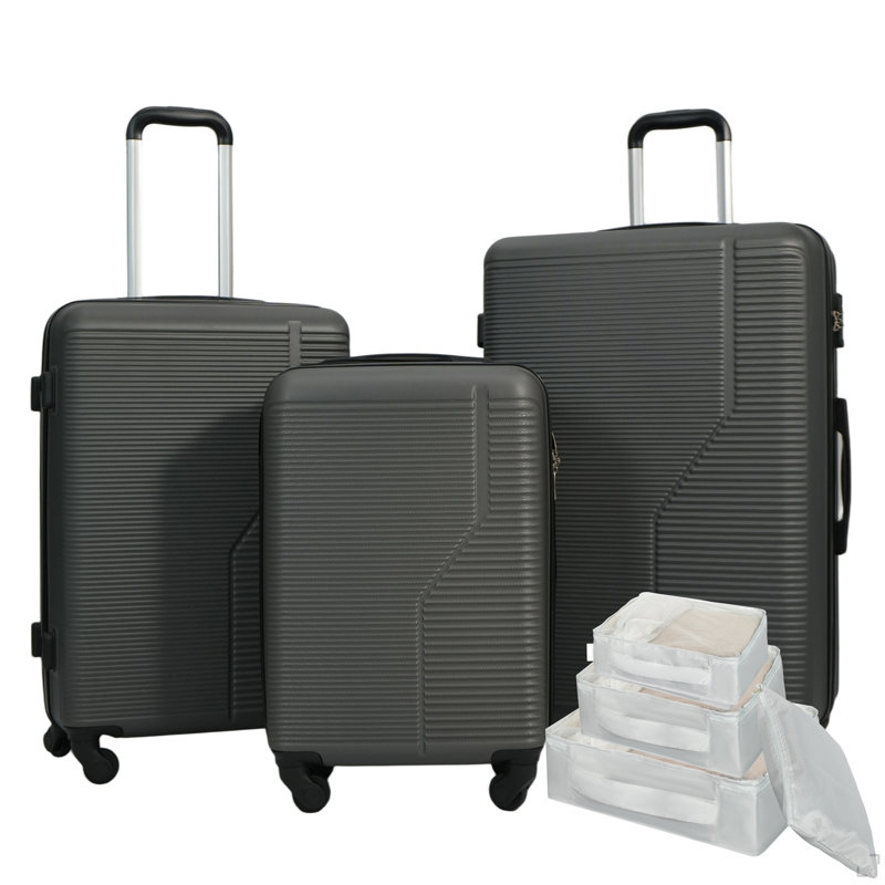 Ensemble de 7 valises en ABS, valise légère et durable avec roulettes pivotantes, verrou TSA, (20/24/28)