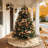 Burlap Christmas Tree Skirt with Ruffle Border, Rustic Farmhouse Holiday Decor