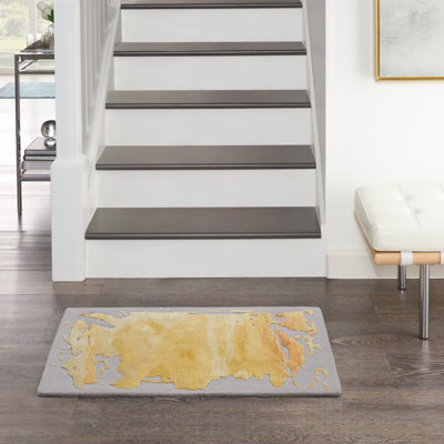 Tapis gris abstrait moderne fait à la main Versailles