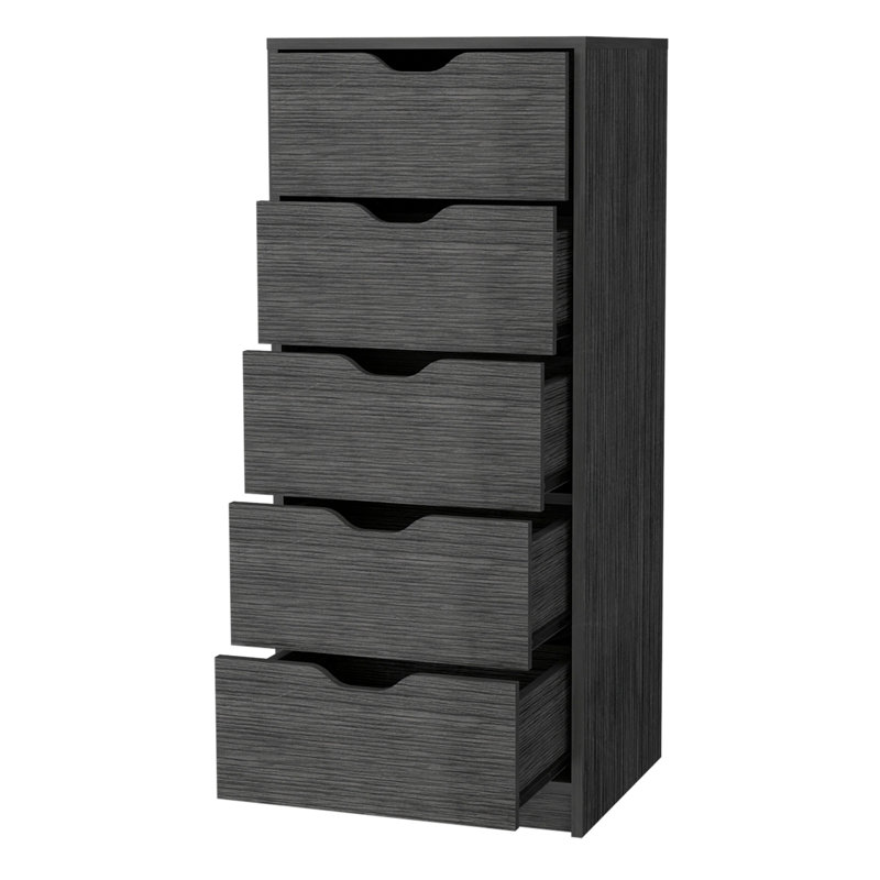 Commode 5 tiroirs étroits, Noir