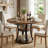 39-Inch Round Dining Table for 4, Farmhouse Kitchen Table with 2-Layer Storage Shelf and Metal Base for Home, Dining Room, Living Room (Rustic Brown + Black)