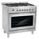 Cosmo 36 in. Nebula Collection 3.8 cu. ft. Gas Range, 5 Burners, Rapid Convection Oven, Cast Iron Grates in Stainless Steel
