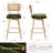 Uniondale Swivel Vevlet Upholstered 26.2'' Counter Stool with Rattan Cane Back and Solid Wood Frame-1654579959