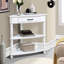 Table de coin 33,8 po Milk White