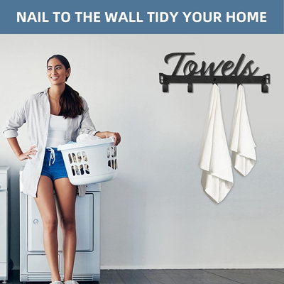 Crochets au-dessus de la porte avec 5 crochets, porte-serviettes robuste pour la cuisine de la chambre à coucher, cintre de porte peu encombrant pour manteaux, sacs à serviettes, installation sans perceuse, acier au manganèse antirouille