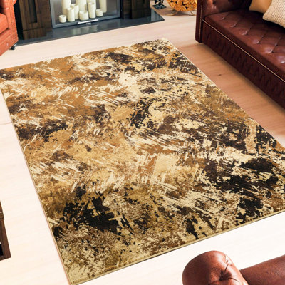 Polypropylène 5 pi 3 po X 7 tapis, multicolore, motifs de camouflage de tons terreux, ajoute un look moderne à la volière