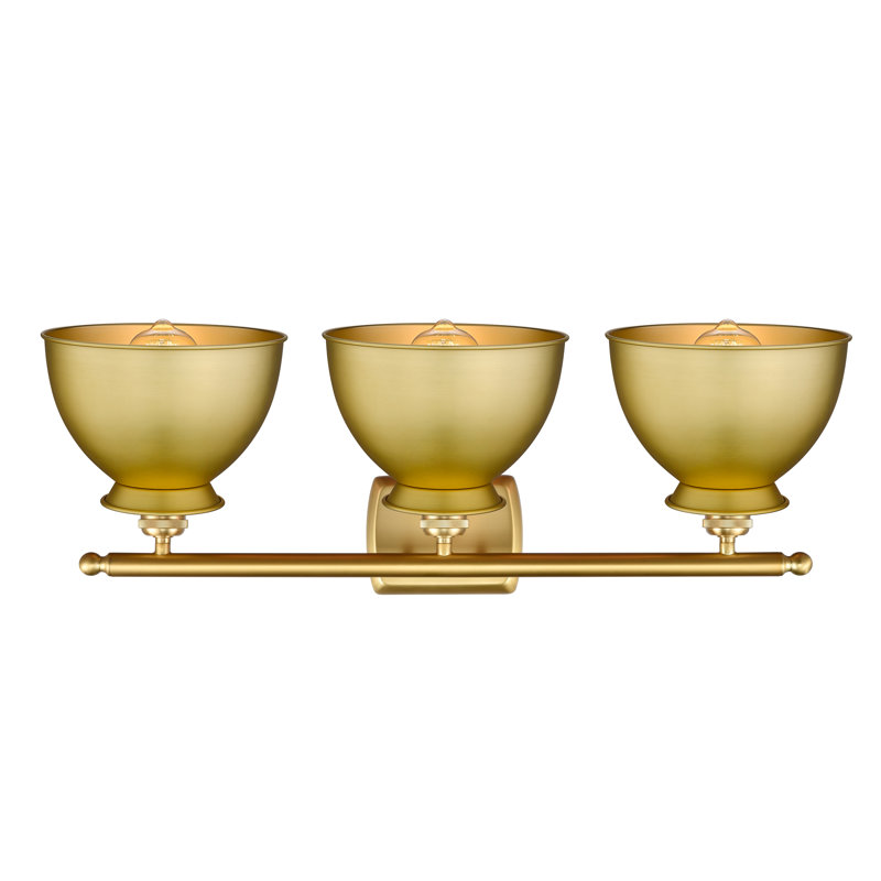 Éclairage pour meuble-lavabo à intensité variable 3 lumières Erastus, Or satiné, Ampoule non incluse, Or satiné