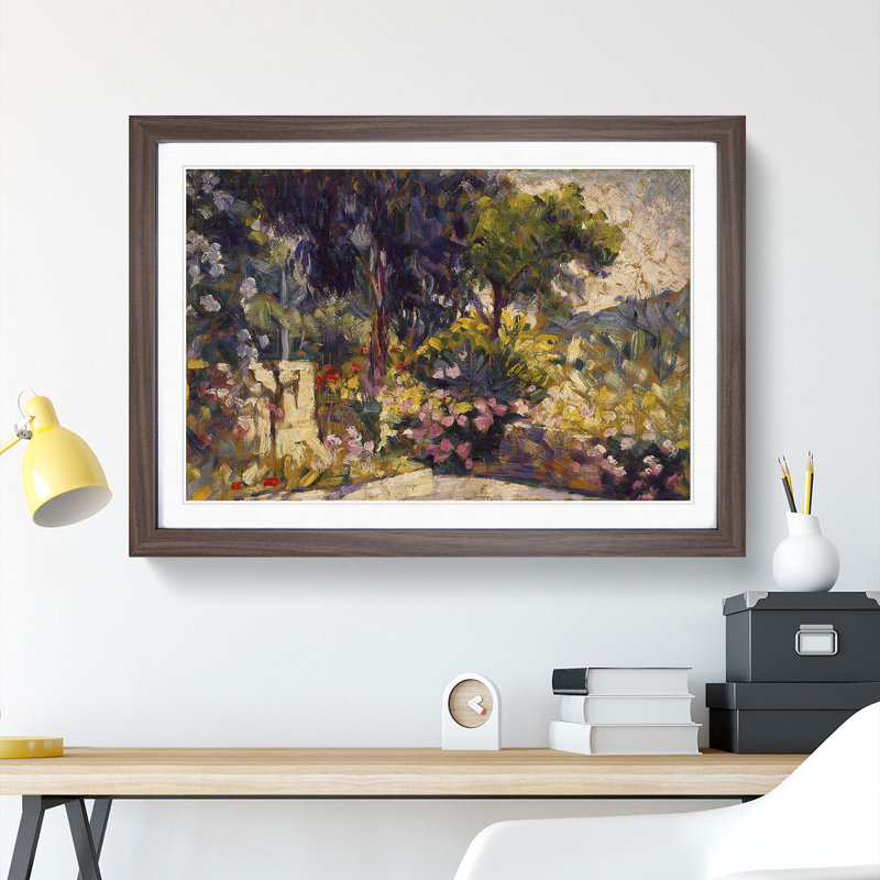 Flowered Terrace by Henri-Edmond Cross - Framed Print, 27cm H x 36cm W x 2cm D, Walnut Framed