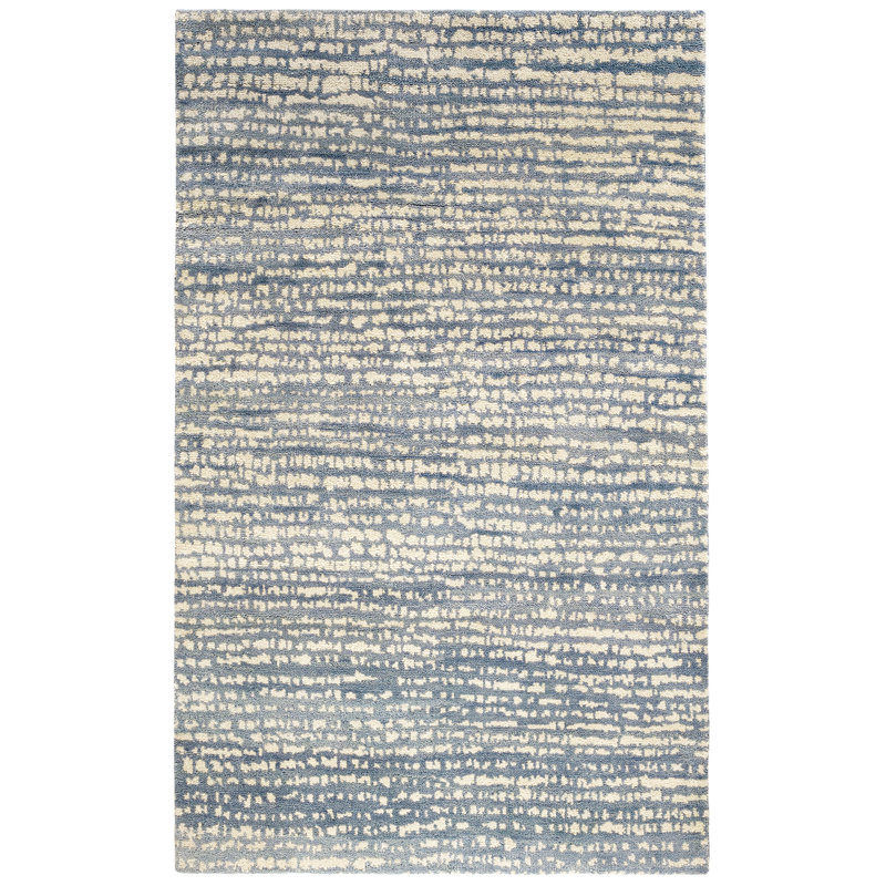 Shepherd Hand Knotted Wool Rug, Rectangle 5' x 8', Pewter Blue