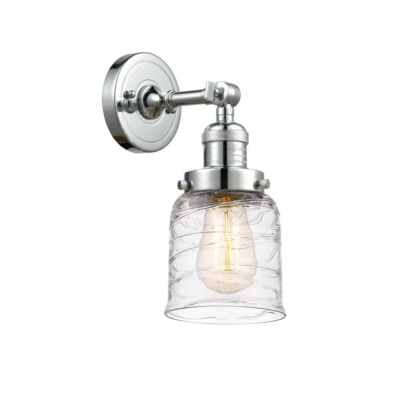 Applique murale 1 lumière 8 po Bell, Chrome poli, Ampoule non incluse, Tourbillon déco transparent