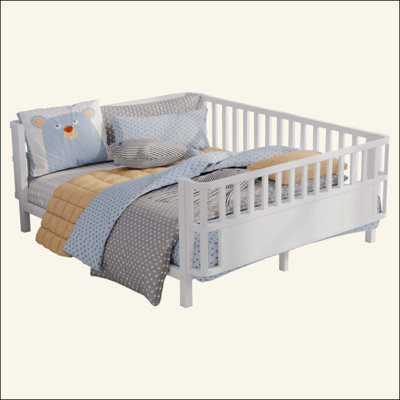 Metal Platform Bed for Kids, Metal Low Profile Full Bed with Rails for Girls and Boys