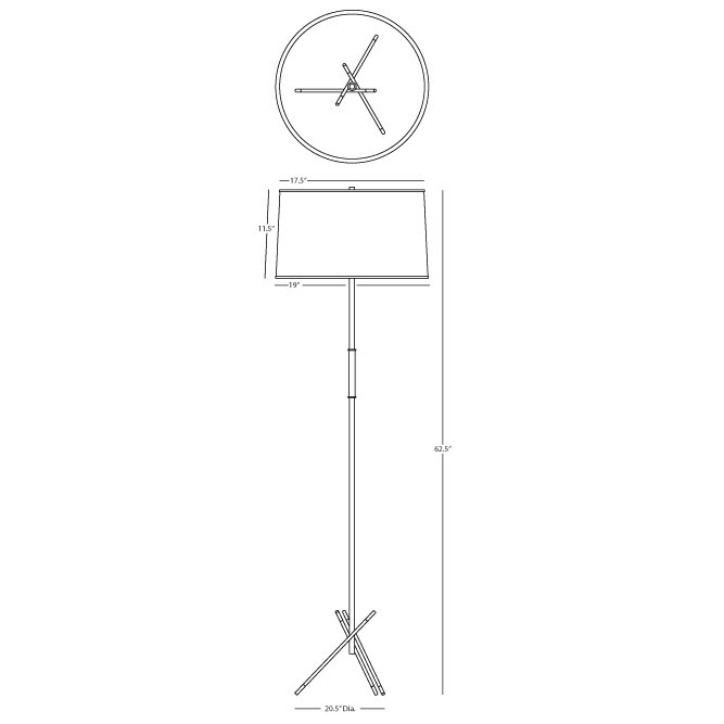 Thatcher 63" Polished Nickel Accents Modern Floor Lamp