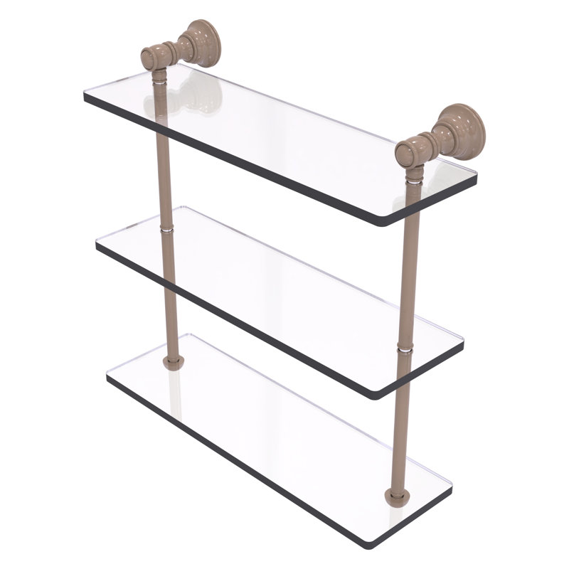 Freyja 3 Piece Glass with Towel Bar, 16" H x 22" W x 5.54" D, Shaded Beige